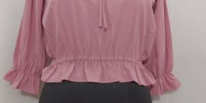 Ladies Pink Cotton Short Tops