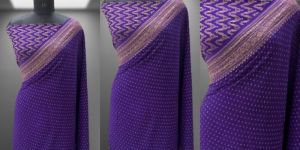 Pure Khaddi Crepe Chinon Handloom Banarasi Saree
