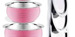Stainless Steel Pink Handi with Lid