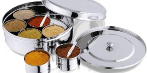 Stainless Steel Spice Box with Steel Lid