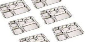 Stainless Steel Square Vati 5 in 1 Compartment Plate