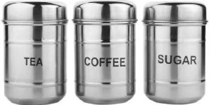 Stainless Steel Tea Coffee & Sugar Container Set
