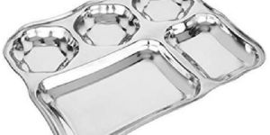 Stainless Steel Zigzag Vati 5 in 1 Compartment Plate