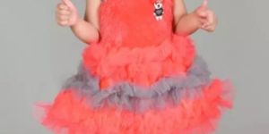 One Shoulder Kids Net Frock