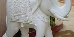 White Marble Elephant Statue