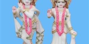 White Marble Iskcon Radha Krishna Statue