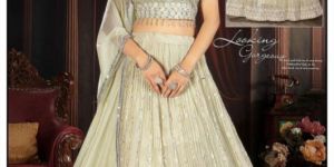 off White Crop Top Lehenga Set