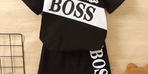 letter t-shirt shorts set