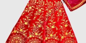 Girls Velvet Maroon Lehenga Choli