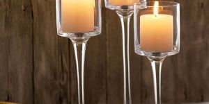 Wedding Glass Tea Light Holder with Stand Clear