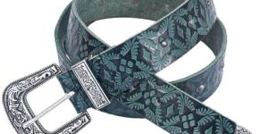 Antique Mens Engraved Leather Belt