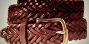 Mens Brown Braided Leather Belt