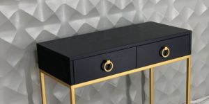 Golden and Black Modern Rectangular Console Table