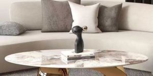 Golden Coffee Table with Marble Top