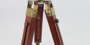 Antique Brass Leather Telescope with Stand Wooden