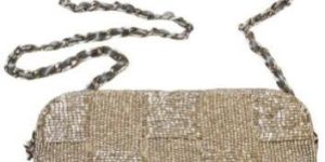 Check Crossbody Cut Beaded Clutch Bag