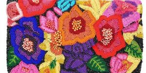 Rainbow Floral Beaded Clutch Bag