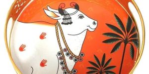Pichwai Cow Traditional Desig Tray Set of 2