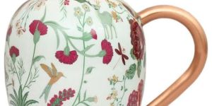 Floral Copper Jug with Tumbler