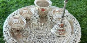 German Silver Pooja Thali