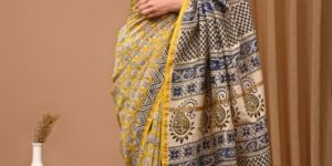Chanderi Silk Saree Bagru Hand Block Print