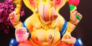 10.5 Inch Shuban Eco-Friendly Ganesha Idol in Dagdusheth Pose of Ganpati