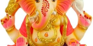 13.5 INCH Gajrup Eco Friendly Ganesha With Pagdi Idol in Padmasana Pose of Ganpati