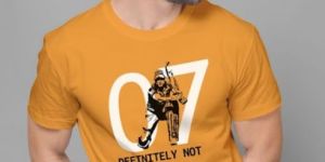 Mens Yellow Printed Round Neck T-Shirt