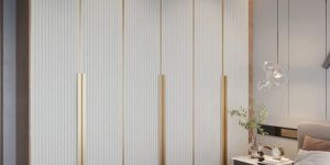 Fluted Design Shutter Wardrobe