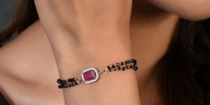 SH27-KV-BR-3254 Red Gold Plated Mangalsutra Bracelet