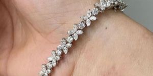 14k White Gold Marquise Cut Diamond Bracelets