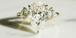 3CT Pear Cut Lab Created Diamond Engagement Ring