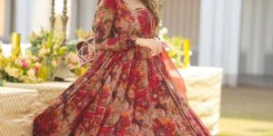 Party Wear Rayon Printed Anarkali Gown