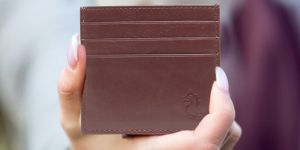 Kara Unisex Tan Leather Credit Card Holder