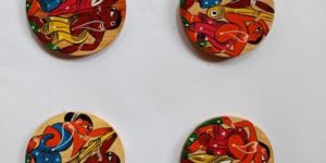 HAND PAINTED WOODEN TEA COASTER