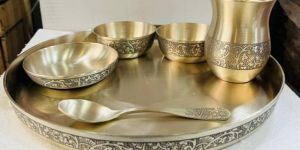 Carved Bronze Thali Set