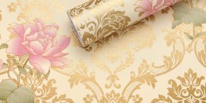 Majestic Golden Damask Wallpaper