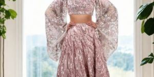 Blush Radiance Sequins Ensemble Lehnga Choli for Rental