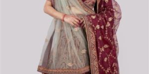 Majestic Maroon Zardosi Affair Lehnga Choli Set for Rental