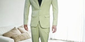 Mint Green Mink Fabric Suit for Rental
