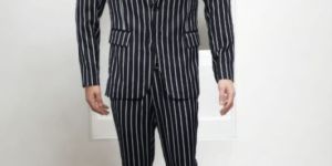 Monochrome Straight Line 2-Piece Suit for Rental