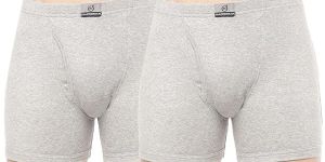 MacroMan Mens Grey Melange Cotton Trunks Solid Elasticated Waist Innerwear