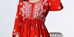 Red Viscose Short Kurti