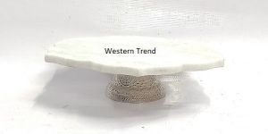 Marble Lotus Cake Stand with Metal Base