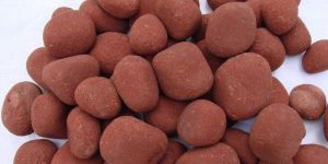 Landscaping Stone Tumbled Smooth Round Red Sandstone Round Pebbles Landscaping Garden Fountain Decor
