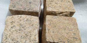 Yellow Granite Cube Stone Cobble Driveway Paving Landscape Outdoor Natural Pavers Garden Pavement PA