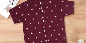 Maroon Kids Boys Printed Shirt