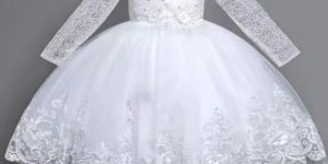 White Kid Girls Party Wear Frock