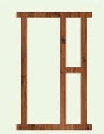 Wooden Door Frame with Right Side Window