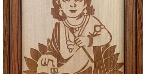 Wooden Laddu Gopal Photo Frame